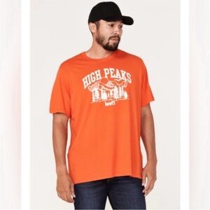 Levi's Orange Short Sleeve Tee Fuzzy High Peaks Graphic